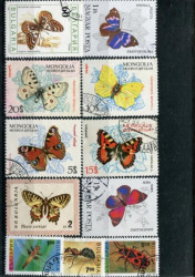 Набор марок. Бабочки. 11 марок + планшетка. № 1544.