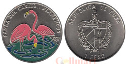 Куба. 1 песо 1994 год. Карибская фауна - Красный фламинго.