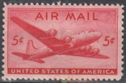 Марка. США 1946 год. Самолет "Дуглас DC-4 Скаймастер".