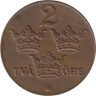  Швеция. 2 эре 1940 год. Три короны. 
