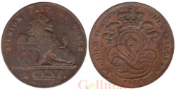 Бельгия. 1 сантим 1901 год. Лев. DES BELGES