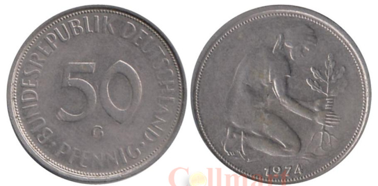  ФРГ. 50 пфеннигов 1974 год. (G) 