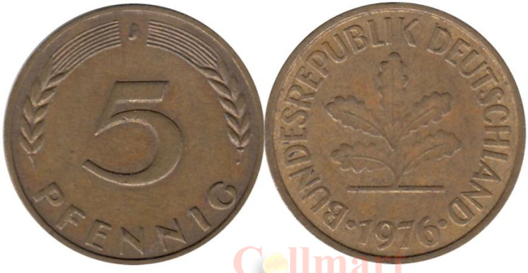  ФРГ. 5 пфеннигов 1976 год. (J) 