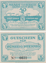 Бона. Германия. Лерте 50 пфеннигов 1921 год. Нотгельд. (XF)