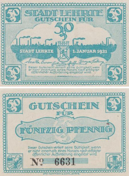  Бона. Германия. Лерте 50 пфеннигов 1921 год. Нотгельд. (XF) 