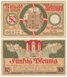 Бона. Германия. Майнинген 50 пфеннигов 1920 год. Нотгельд. (XF)