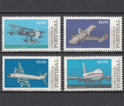 Набор марок. Португалия 1982 год. Самолеты. Филателистическая выставка LUBRAPEX '82. (4 марки)