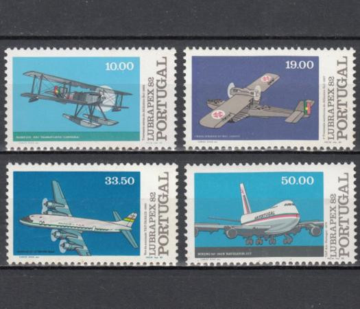  Набор марок. Португалия 1982 год. Самолеты. Филателистическая выставка LUBRAPEX '82. (4 марки) 