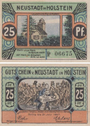 Бона. Германия. Нойштадт-ин-Хольштайн 25 пфеннигов 1921 год. Дом. Нотгельд. (XF)