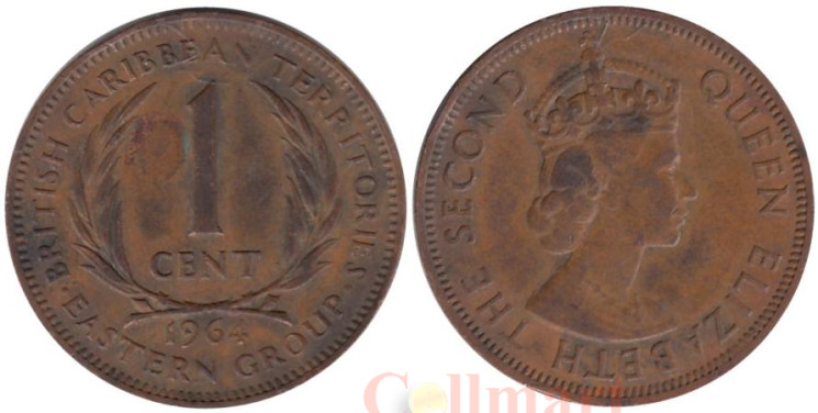  Восточные Карибы. 1 цент 1964 год. Королева Елизавета II. 