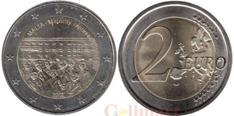  Мальта. 2 евро 2012 год. Совет большинства 1887 года. 