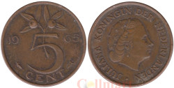 Нидерланды. 5 центов 1965 год. Королева Юлиана.