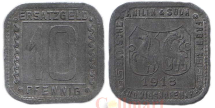  Германия. Людвигсхафен-ам-Райн. 10 пфеннигов 1918 год. Нотгельд. 