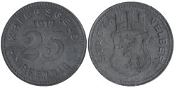 Германия. Фельберт. 25 пфеннигов 1917 год. Нотгельд.