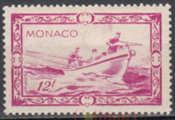Марка. Монако 1949 год. Китобойный промысел (по мотивам картины Луи Тинейра). 100 лет со дня рождения принца Альберта I.