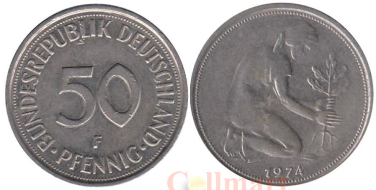  ФРГ. 50 пфеннигов 1974 год. (F) 
