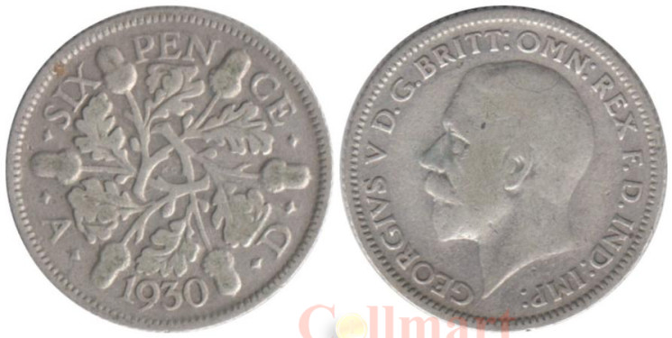 Великобритания. 6 пенсов 1930 год. 