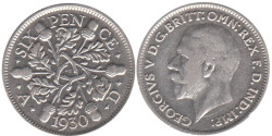 Великобритания. 6 пенсов 1930 год.