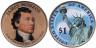  США. 1 доллар 2008 год. 5-й президент  Джеймс Монро (1817-1825). цветное покрытие. 