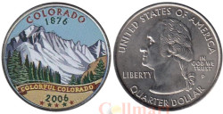 США. 25 центов 2006 год. Квотер штата Колорадо. цветное покрытие (P).