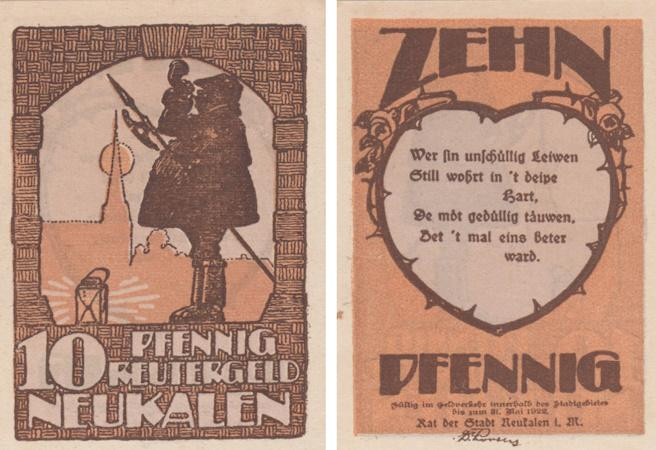  Бона. Германия. Нойкален 10 пфеннигов 1922 год. Нотгельд. (XF) 