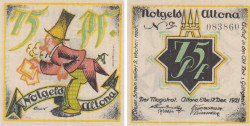 Бона. Германия. Альтона 75 пфеннигов 1921 год. (вариант 2) Нотгельд. (XF)
