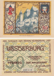 Бона. Германия. Вестербург 50 пфеннигов 1920 год. Замок. Нотгельд. (XF)
