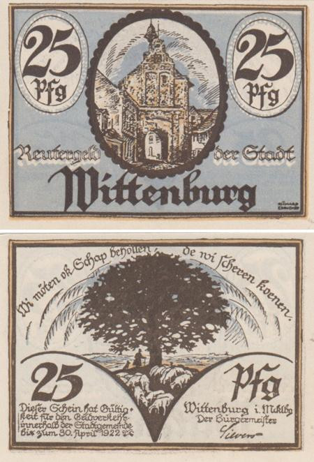  Бона. Германия. Виттенбург 25 пфеннигов 1922 год. Нотгельд. (XF) 