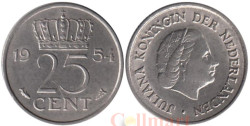 Нидерланды. 25 центов 1954 год.