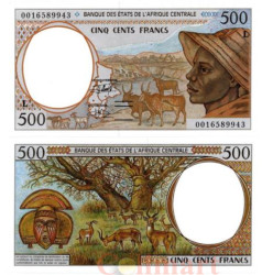 Бона. Центральная Африка, Габон (литера L) 500 франков 2000 год. Погонщик быков. (Пресс)