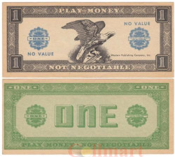 Бона. США 1 игровой доллар. Игровые денежные купюры. (VF)