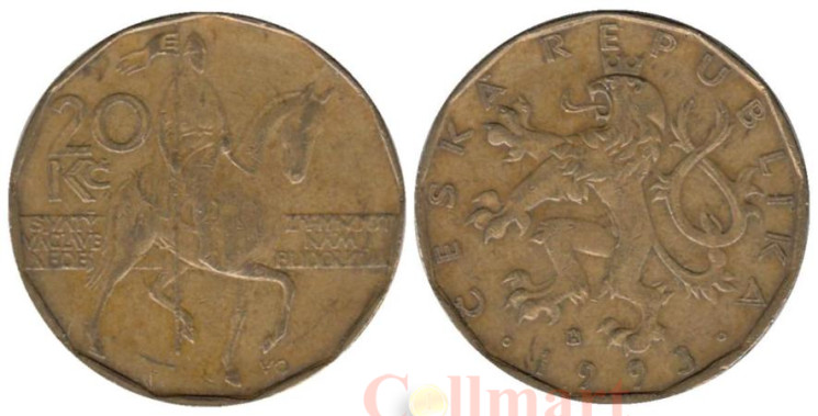  Чехия. 20 крон 1993 год. Святой Вацлав. 