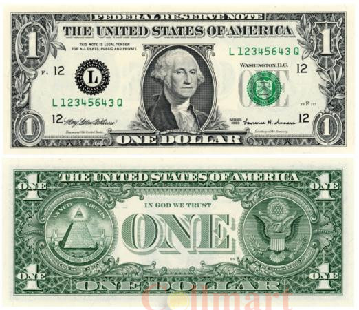  Бона. США 1 доллар 1999 год. Джордж Вашингтон. (Пресс) 