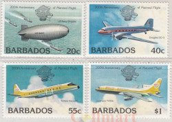 Набор марок. Барбадос. Двухсотлетие пилотируемого полета. 4 марки.