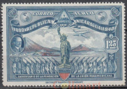 Марка. Никарагуа 1940 год. Статуя Свободы. 50-летие Панамериканского союза.