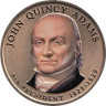  США. 1 доллар 2008 год. 6-й президент Джон Куинси Адамс (1825-1829). цветное покрытие. 