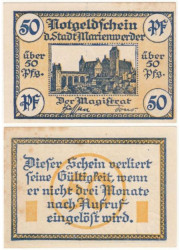 Бона. Германия. Мариенвердер (Западная Пруссия) 50 пфеннигов без года выпуска. Нотгельд. (VF) 