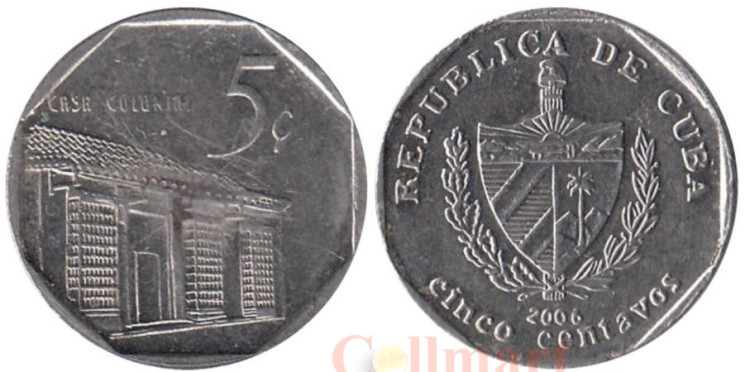  Куба. 5 сентаво 2006 год. Колониальный дом. 
