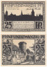  Бона. Германия. Падерборн 25 пфеннигов 1921 год. Старинный фахверковый дом и круглая башня. Нотгельд черный. (XF) 
