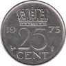  Нидерланды. 25 центов 1973 год. Королева Юлиана. 