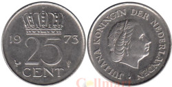 Нидерланды. 25 центов 1973 год.