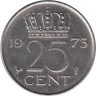  Нидерланды. 25 центов 1973 год. 