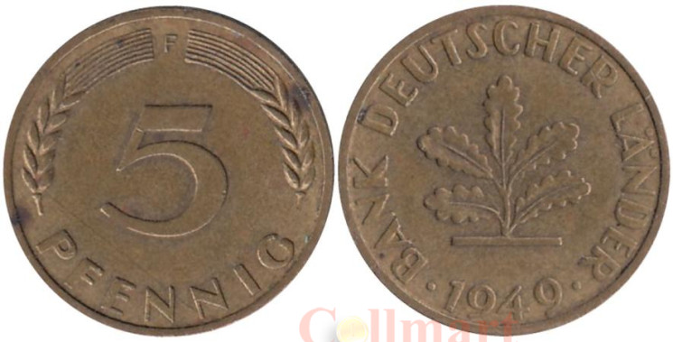  ФРГ. 5 пфеннигов 1949 год. (F) 