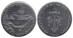 Ватикан. 100 лир 1975 год. Голубь.
