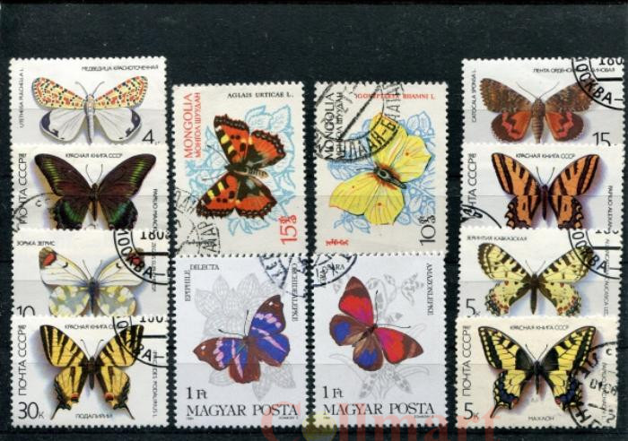  Набор марок. Бабочки. 12 марок + планшетка. № 1558. 