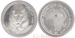 Чад. 5000 франков 2017 год. Африканский лев.