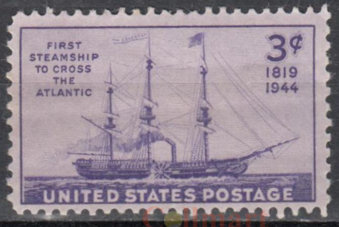  Марка. США 1944 год. 125-летие трансатлантического перехода "Саванны". 