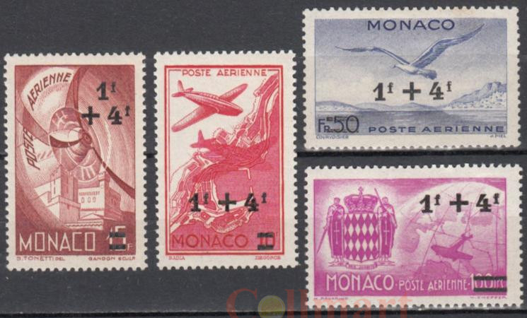  Набор марок. Монако 1945 год. Авиапочта. (4 марки) 