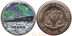 Силенд. 10 долларов 2024 год. Атомный ледокол Ленин. цветное покрытие.