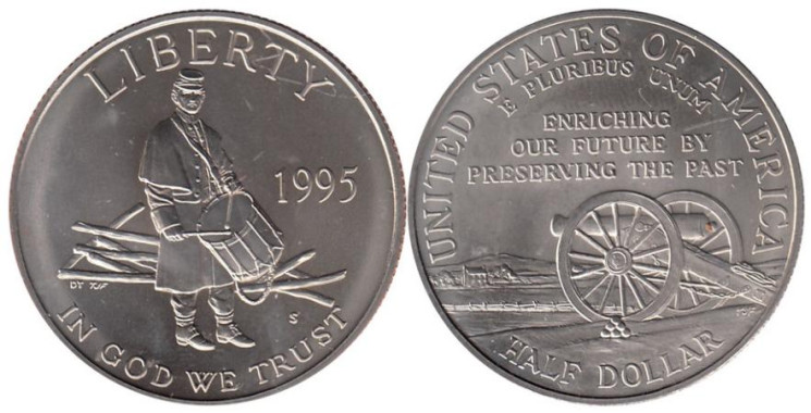  США. 1/2 доллара 1995 год. Сражения гражданской войны. (BU) 